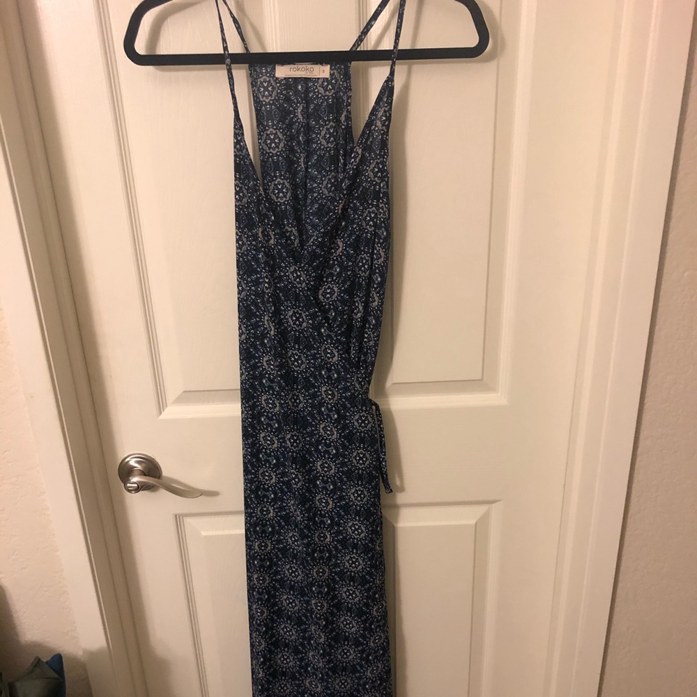 Patterned maxi wrap dress